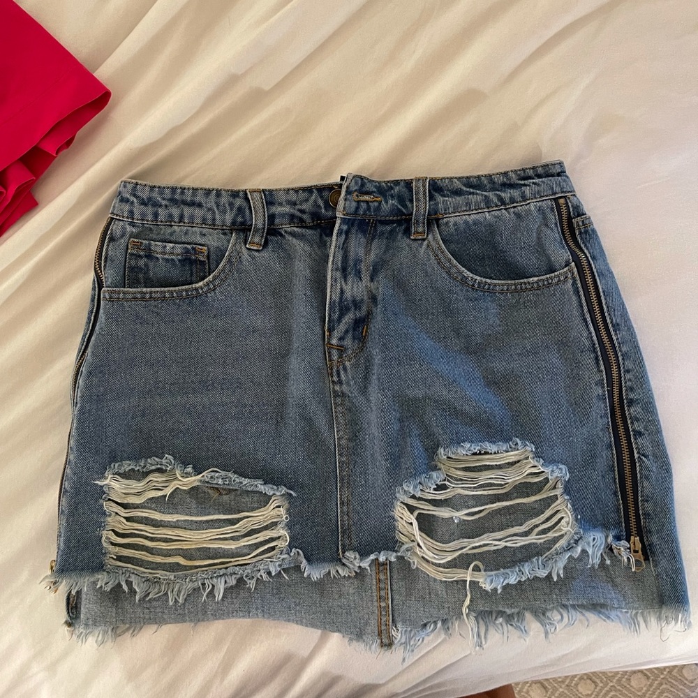 Distressed Jean skirt!